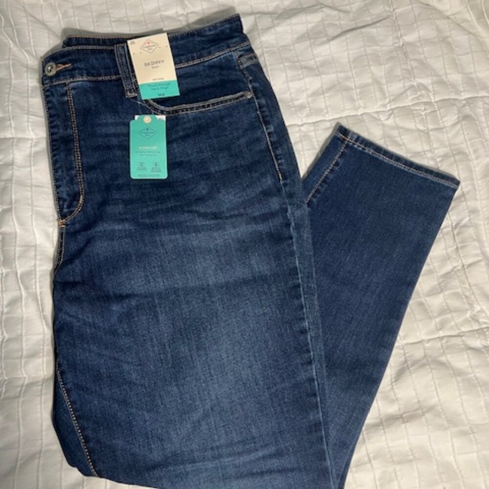 St Johns Bay Skinny Leg Jeans Womens Size 20 Short Blue Denim Stretch Blue Moon